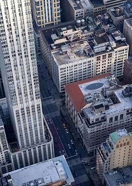 View down the skyscrapers in New York City