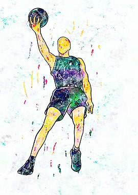 Basketball Player Watercolor Art