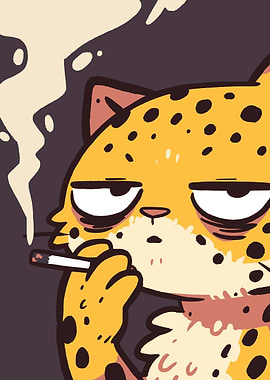 Smoking Leopard Cartoon Character