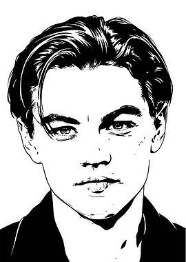 Leonardo DiCaprio Black and White Portrait