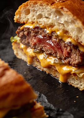 Delicious Burger Cut in Half