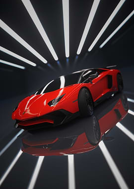 Red Lamborghini Aventador in Studio