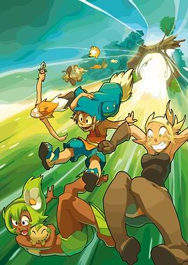 Wakfu characters running through a forest
