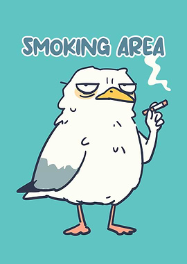 Smoking Area Seagull Cartoon