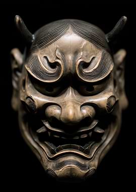 Japanese Oni Mask Close-Up