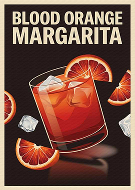 Retro Blood Orange Margarita Cocktail