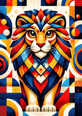 Geometric Lion Art