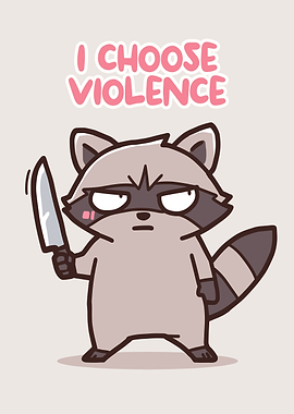 I Choose Violence Raccoon Cartoon