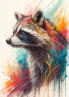 Watercolor Raccoon Portrait