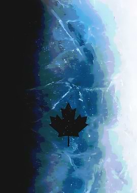 Canadian Maple Leaf on Blue Abstract