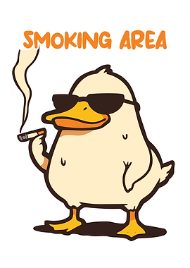 Cool Duck Smoking Area Cartoon