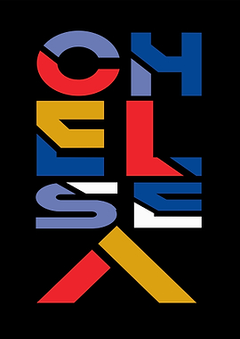 Chelsea Typography Art on Black Background