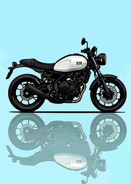 XSR Motorcycle Illustration with Reflection