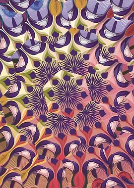 Abstract Floral Pattern in Purple and Pink