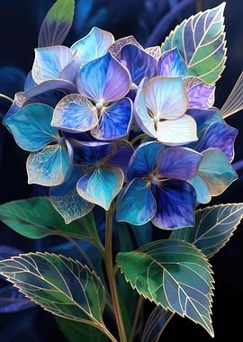 Elegant Blue Hydrangea Floral Art