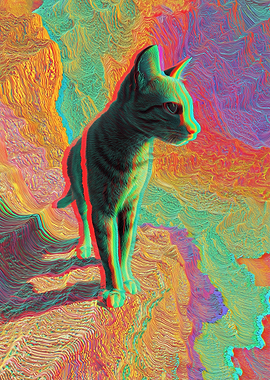 Psychedelic Cat Portrait