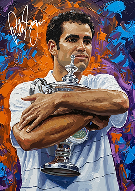 Pete Sampras Painting with Trophy