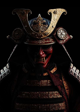 Samurai Warrior with Oni Mask