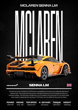 McLaren Senna LM Car Poster