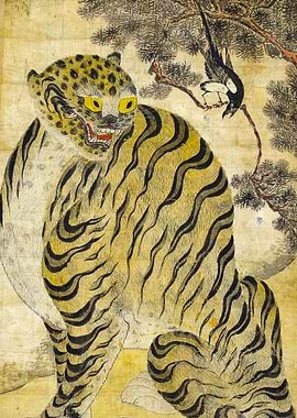 Tiger and Magpie Korean Painting