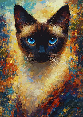 Siamese Cat Portrait Painting