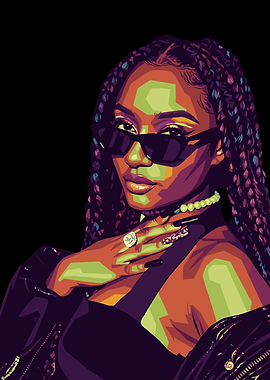 Stylish Woman Portrait with Braids and Sunglasses