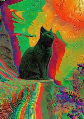 Psychedelic Cat Portrait