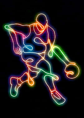 Neon Basketball Player Silhouette