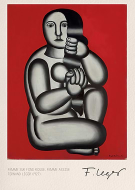Femme sur fond rouge by Léger