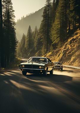 Classic Cars on Mountain Road
