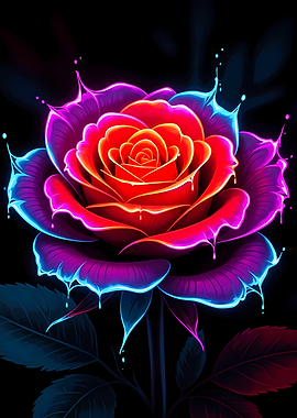 Neon Rose Flower
