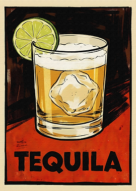 Retro Tequila Cocktail with Lime