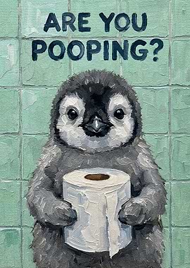 Penguin with Toilet Paper Painting