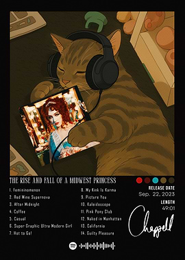 Cat Listening to Music Album Cover