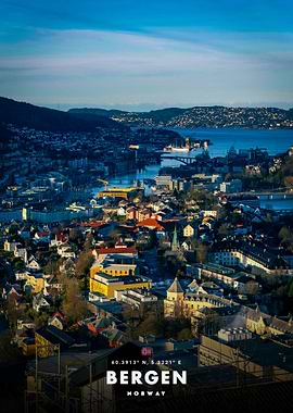 Bergen, Norway cityscape aerial view