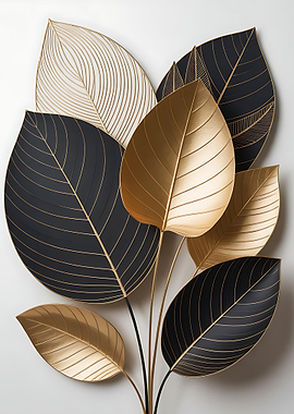 Elegant Gold and Black Leaf Arrangement