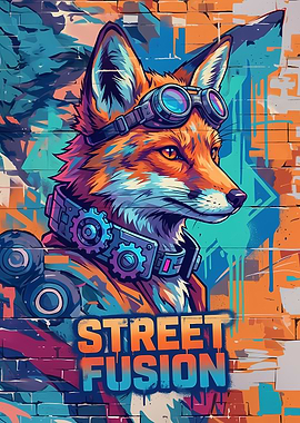 Steampunk Fox Graffiti Art