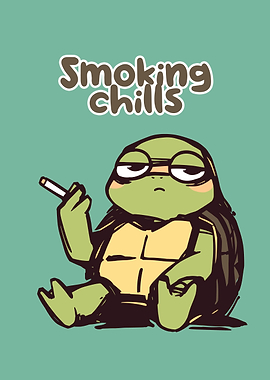 Smoking Chills Turtle Cartoon