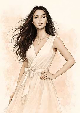 Elegant Woman in White Dress Portrait