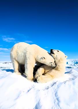 Two Polar Bears in Arctic Landscape