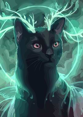 Mystical Black Cat Portrait