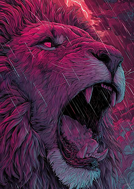 Roaring Lion in Stormy Weather
