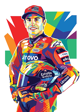 Marc Marquez MotoGP Racer Portrait Illustration