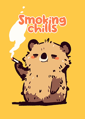 Smoking Chills Bear Cartoon