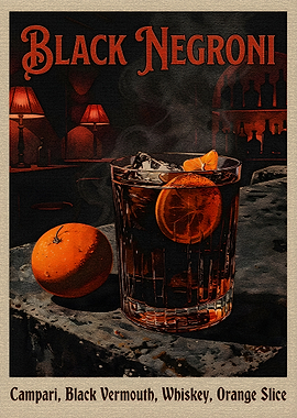 Black Negroni Cocktail Still Life