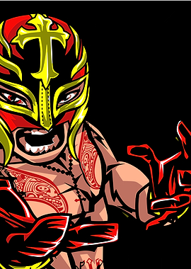 Rey Mysterio wrestling illustration