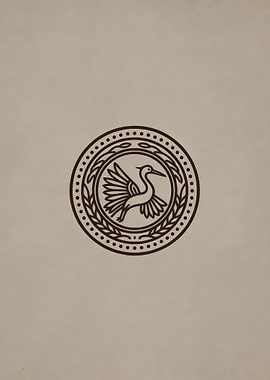 Crane emblem in circle