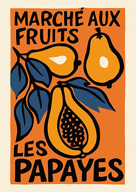 Marché aux Fruits: Papayas Illustration