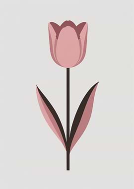 Minimalist Pink Tulip Illustration