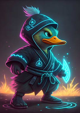 Neon Ninja Duck Character